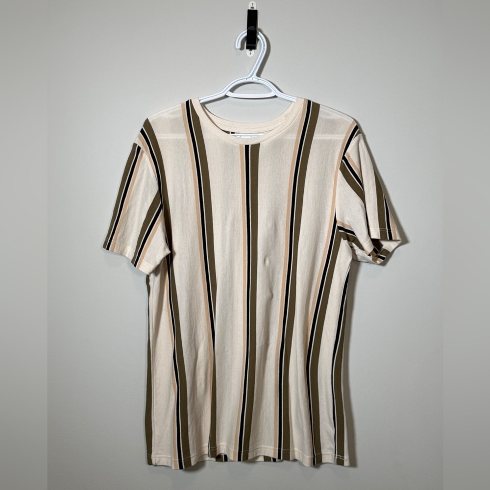 Topman Vertical Striped Short Sleeve T-Shirt Cotton Size Medium